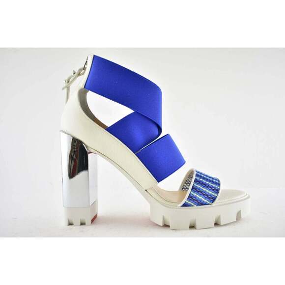Christian Louboutin Patrouiagoma 100 Blue Strap Sandal Block Heel Pump 40.5 - Picture 2 of 12